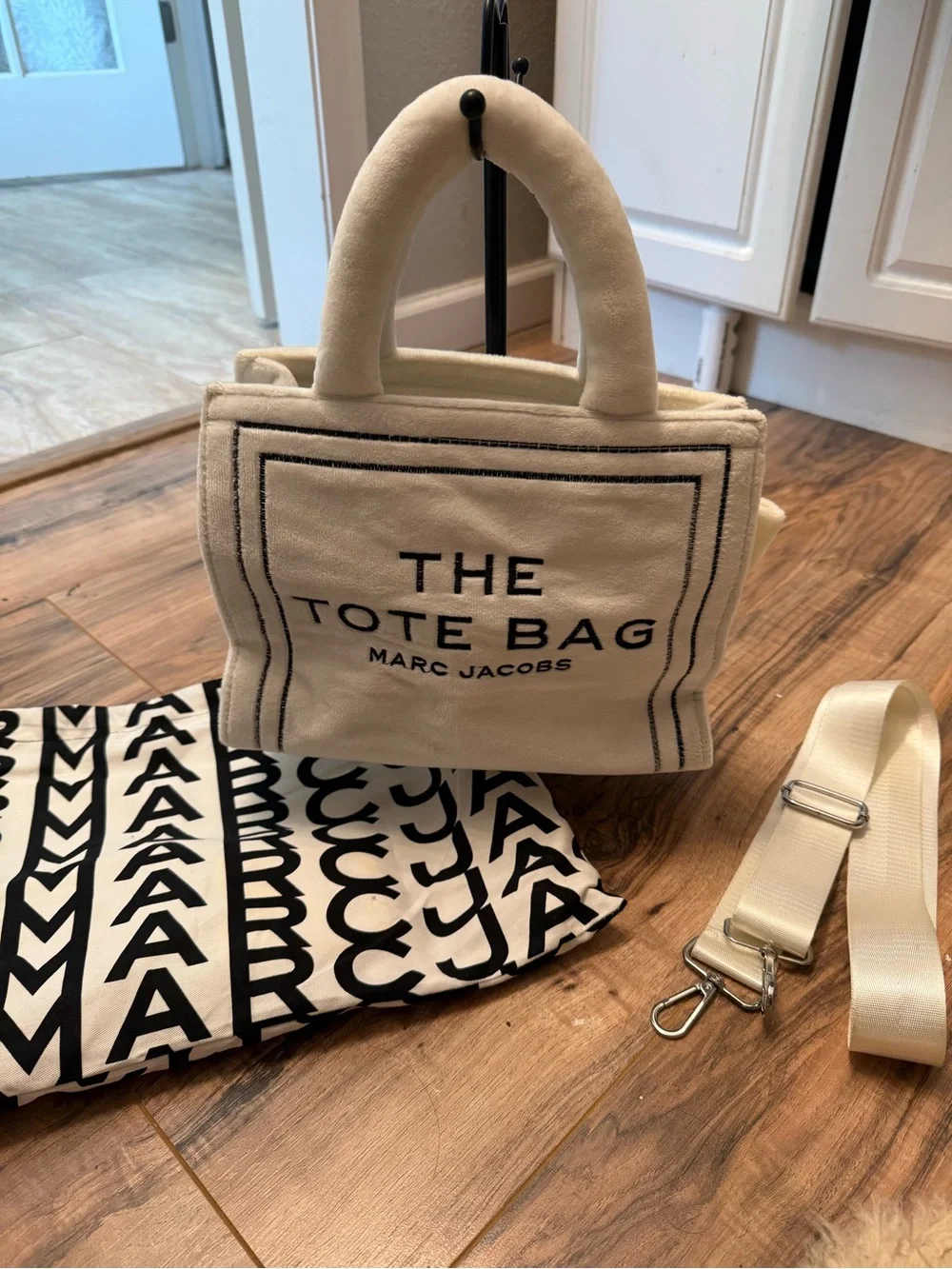 Marc Jacobs Cream Small Tote with Logo Patch